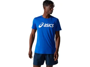 T-shirt bleu ASICS pour homme avec logo argenté