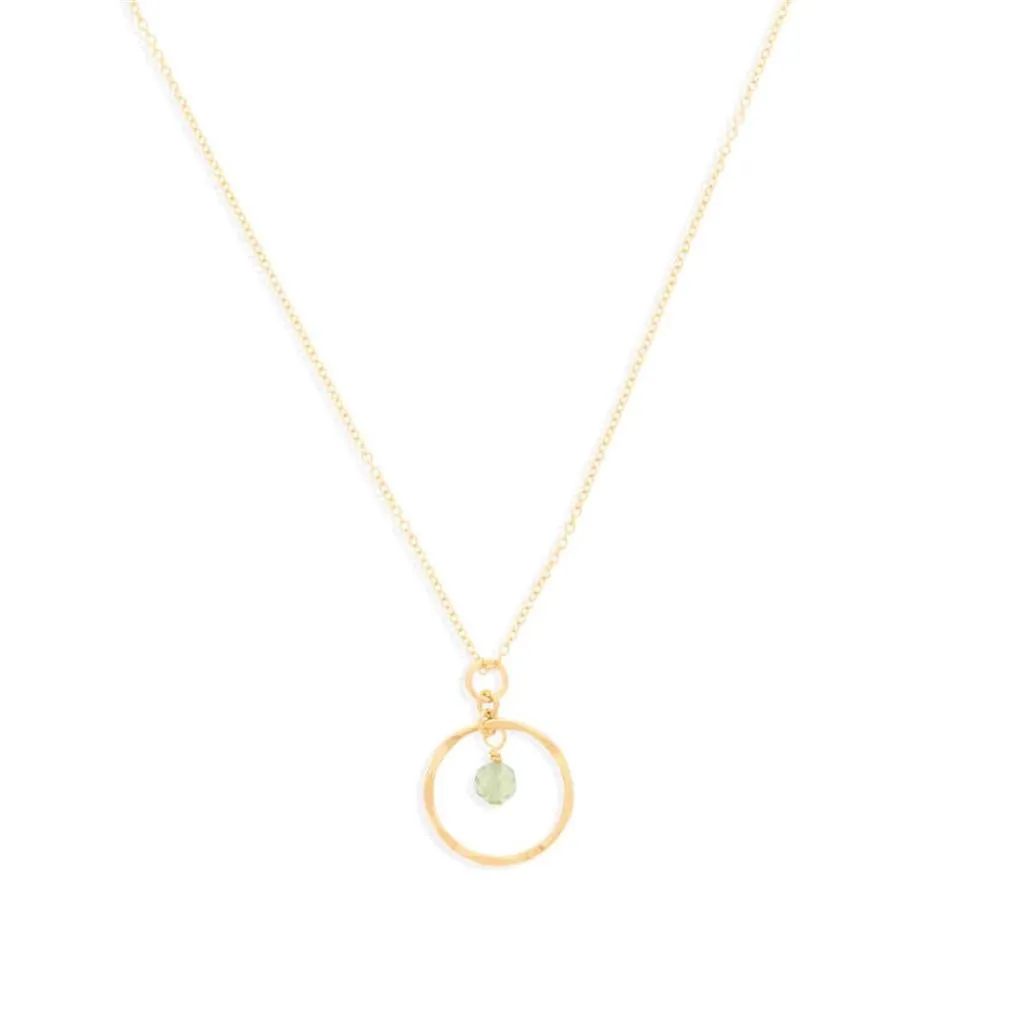 August Birthstone Necklace: Yellow Gold Filled Necklace With Peridot Bead 