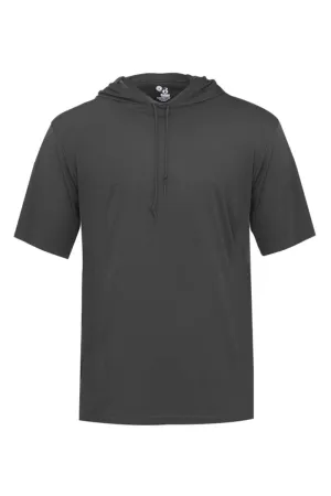 Badger T-shirt à capuche manches courtes pour homme B-Core évacuant l'humidité - Vêtement gris graphite Badger