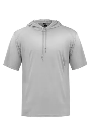 Badger T-shirt à capuche à manches courtes pour hommes B-Core évacuant l'humidité - Vêtement gris argent Badger