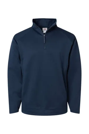 Badger Sweat-shirt Homme Performance 1/4 Zip à Poches en Polaire Respirante - Bleu Marine