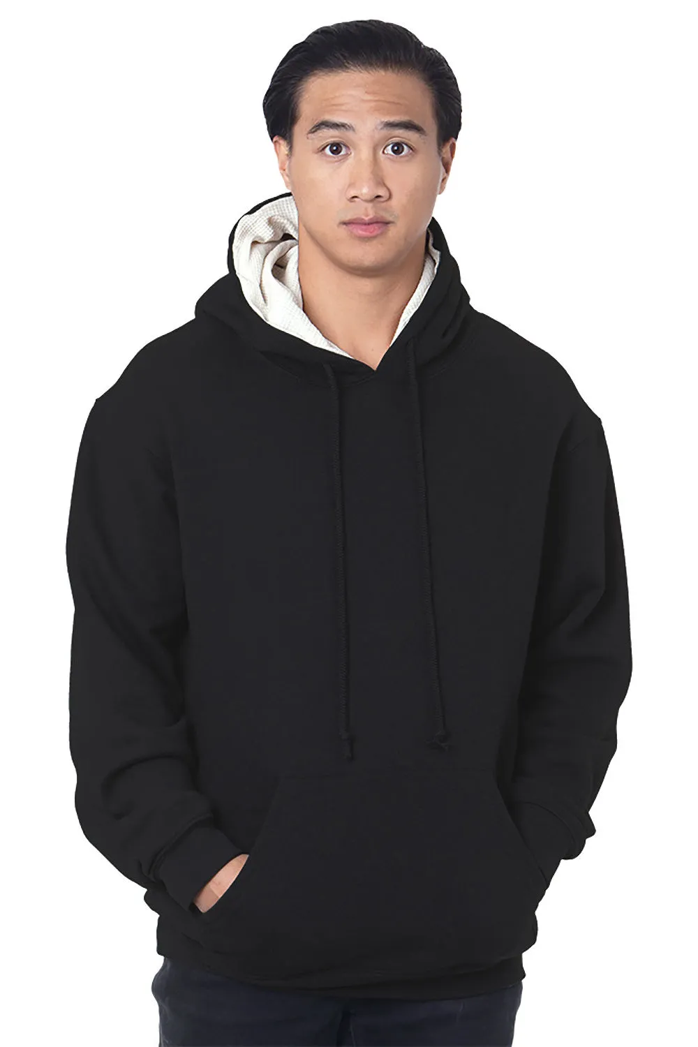 Sweat à capuche pour homme Bayside doublé thermique avec poche kangourou - Noir