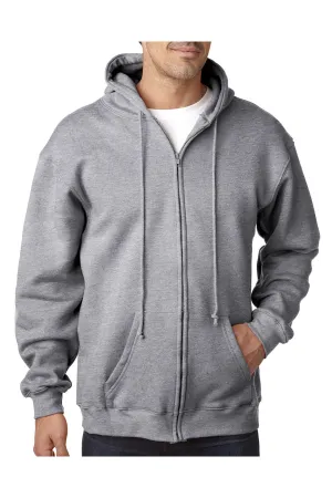 Sweat à capuche Bayside pour hommes avec fermeture éclair et poches - Gris cendre foncé fabriqué aux USA