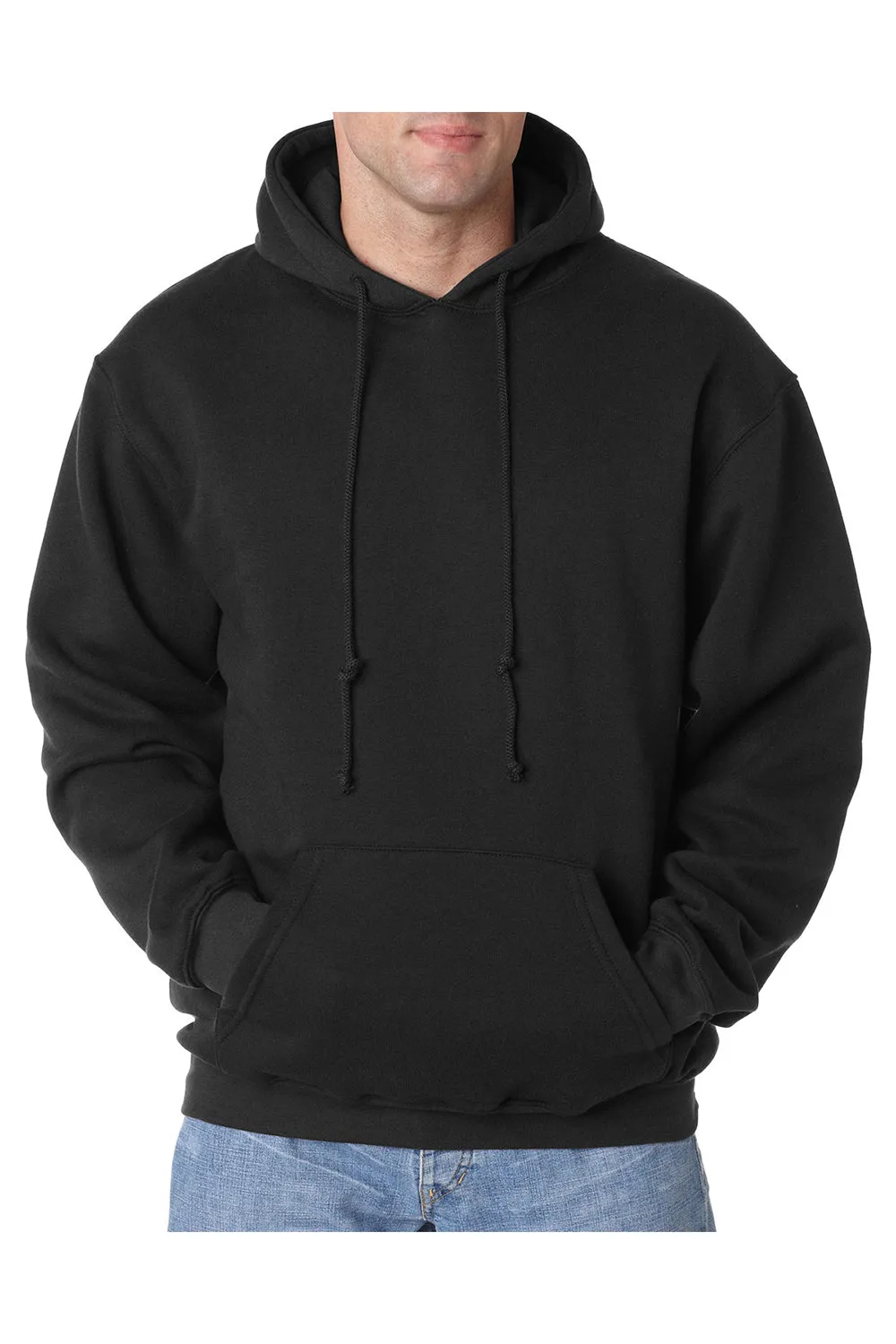 Sweat à capuche pour hommes Bayside fabriqué aux USA avec poche kangourou - Noir