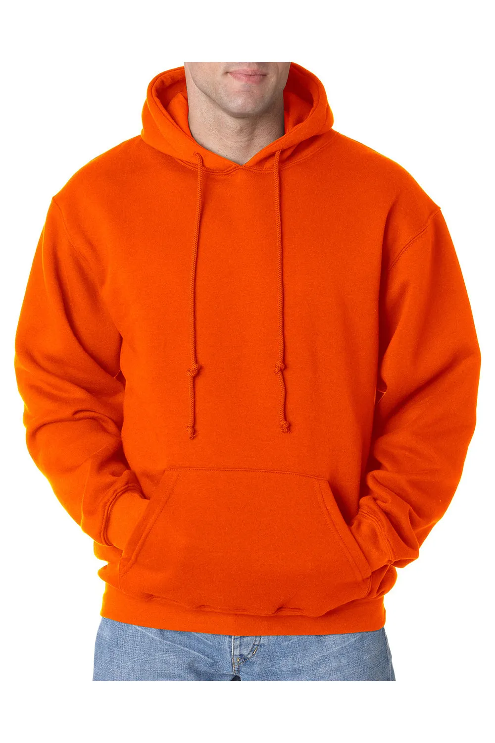 Sweat à capuche pour hommes Bayside fabriqué aux USA avec poche kangourou - Orange vif