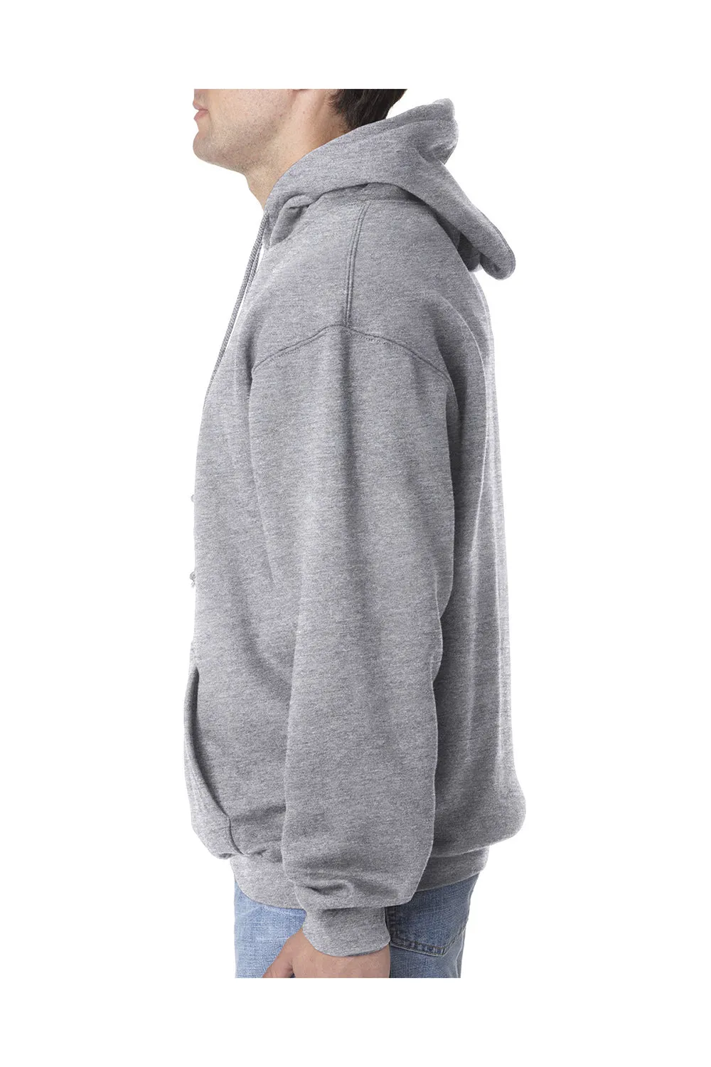 Sweat à capuche pour hommes Bayside fabriqué aux USA avec poche kangourou - Gris cendre foncé