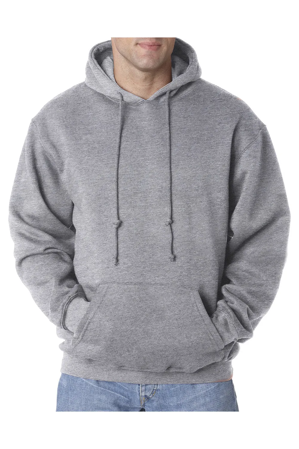 Sweat à capuche pour hommes Bayside fabriqué aux USA avec poche kangourou - Gris cendre foncé