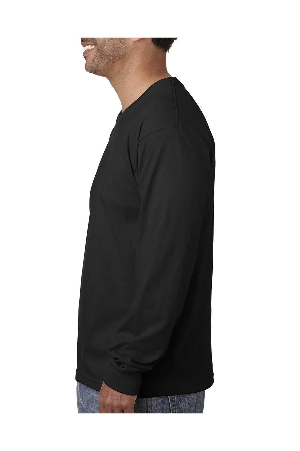 T-shirt col rond à manches longues pour hommes Bayside fabriqué aux États-Unis - Noir