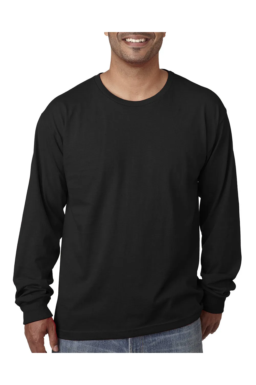 T-shirt col rond à manches longues pour hommes Bayside fabriqué aux États-Unis - Noir