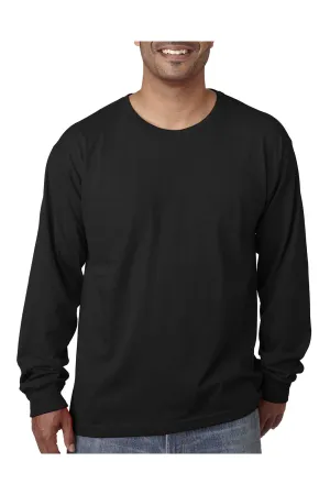 T-shirt col rond à manches longues pour hommes Bayside fabriqué aux États-Unis - Noir