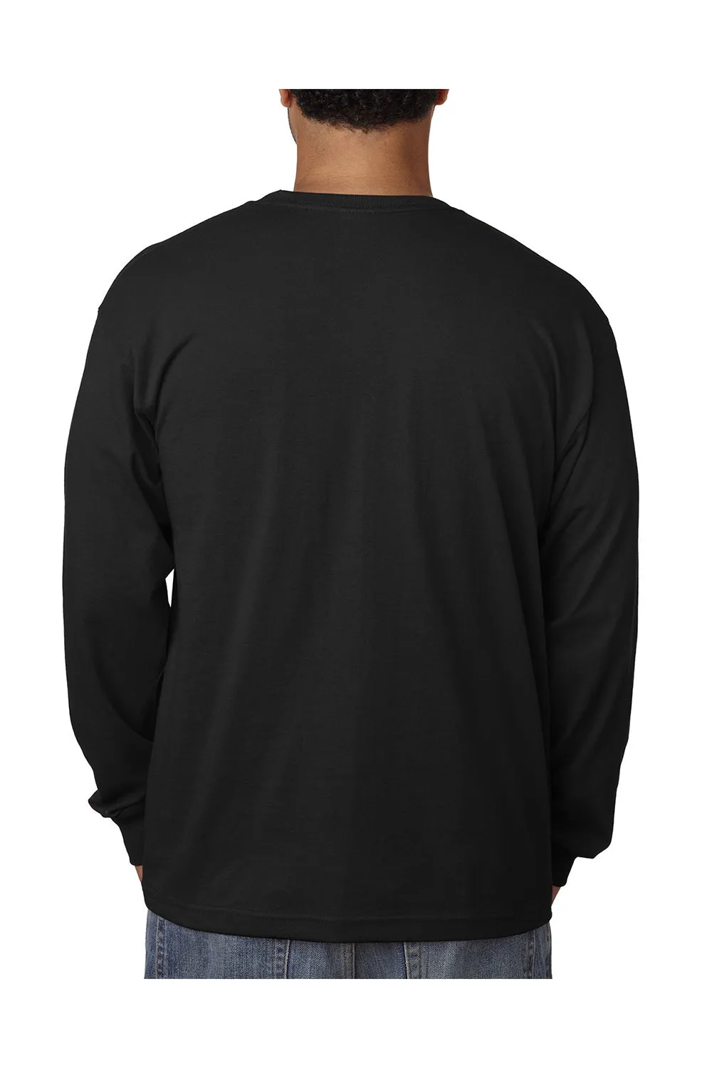 T-shirt col rond à manches longues pour hommes Bayside fabriqué aux États-Unis - Noir