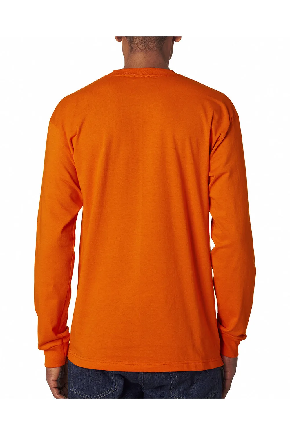 T-shirt à manches longues Bayside pour hommes fabriqué aux États-Unis - Orange vif
