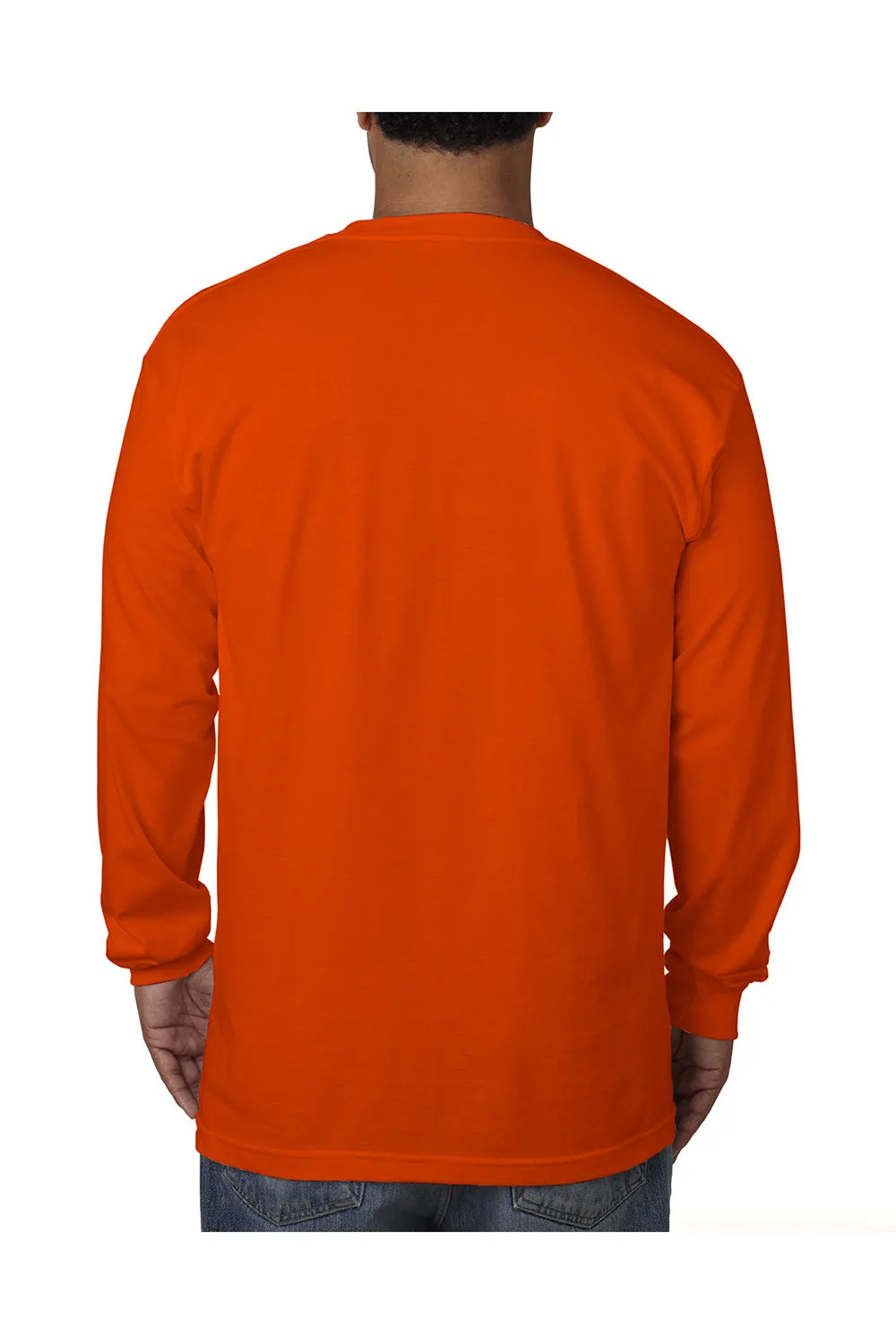 T-shirt à manches longues Bayside pour hommes fabriqué aux États-Unis - Orange vif