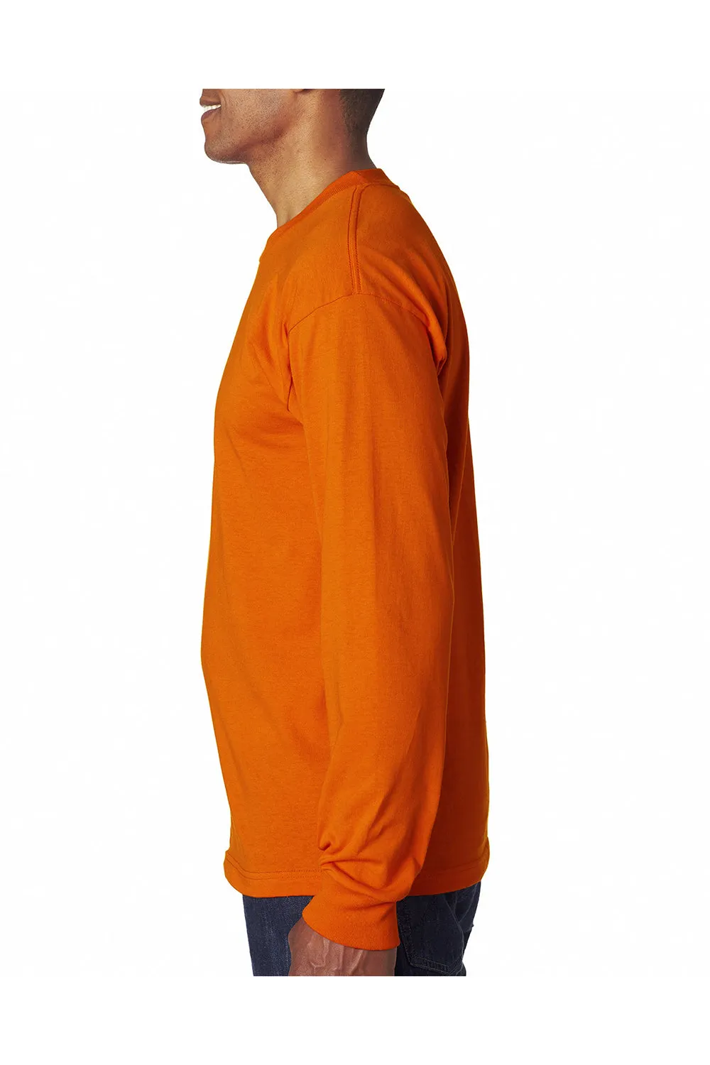 T-shirt à manches longues Bayside pour hommes fabriqué aux États-Unis - Orange vif