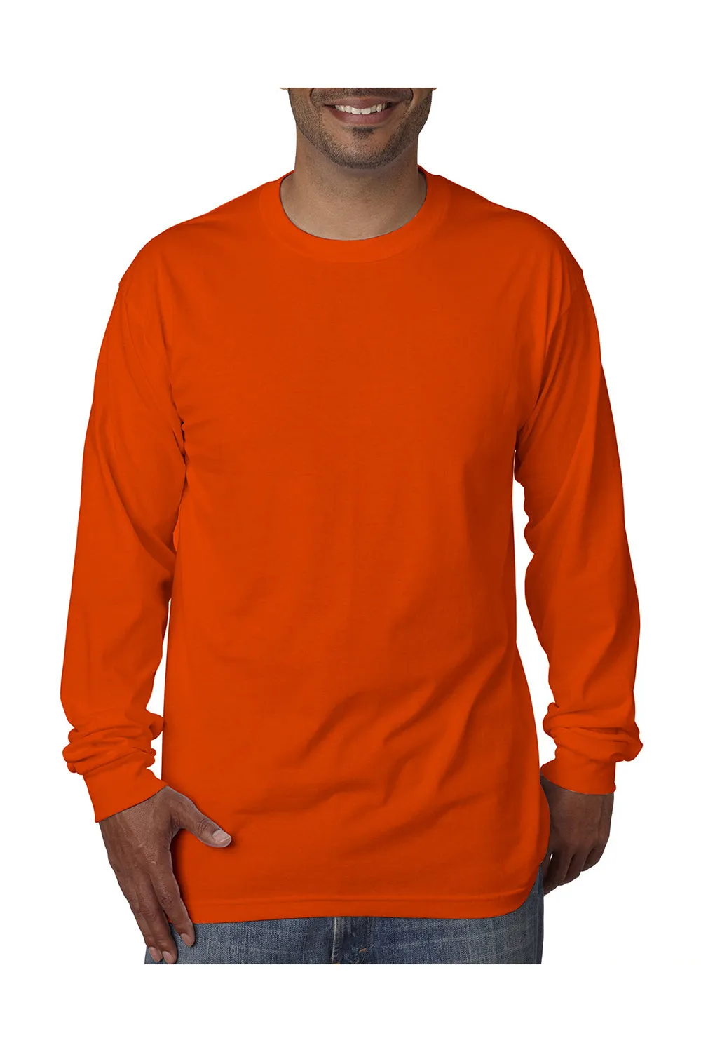 T-shirt à manches longues Bayside pour hommes fabriqué aux États-Unis - Orange vif