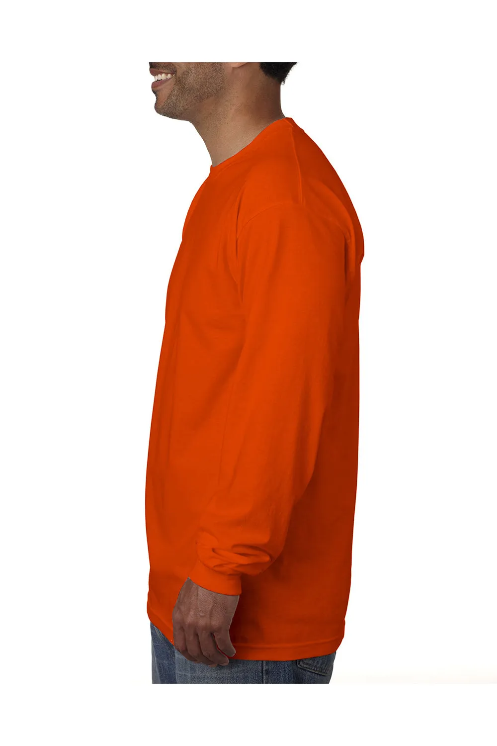 T-shirt à manches longues Bayside pour hommes fabriqué aux États-Unis - Orange vif