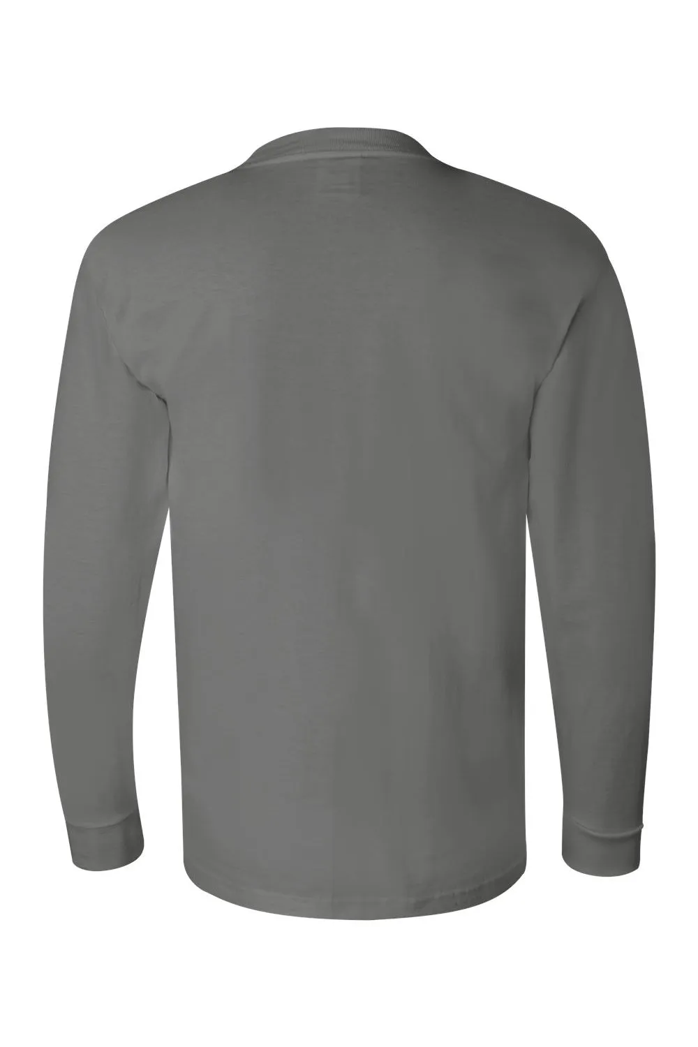 T-shirt col rond à manches longues pour hommes Bayside fabriqué aux États-Unis - Gris anthracite