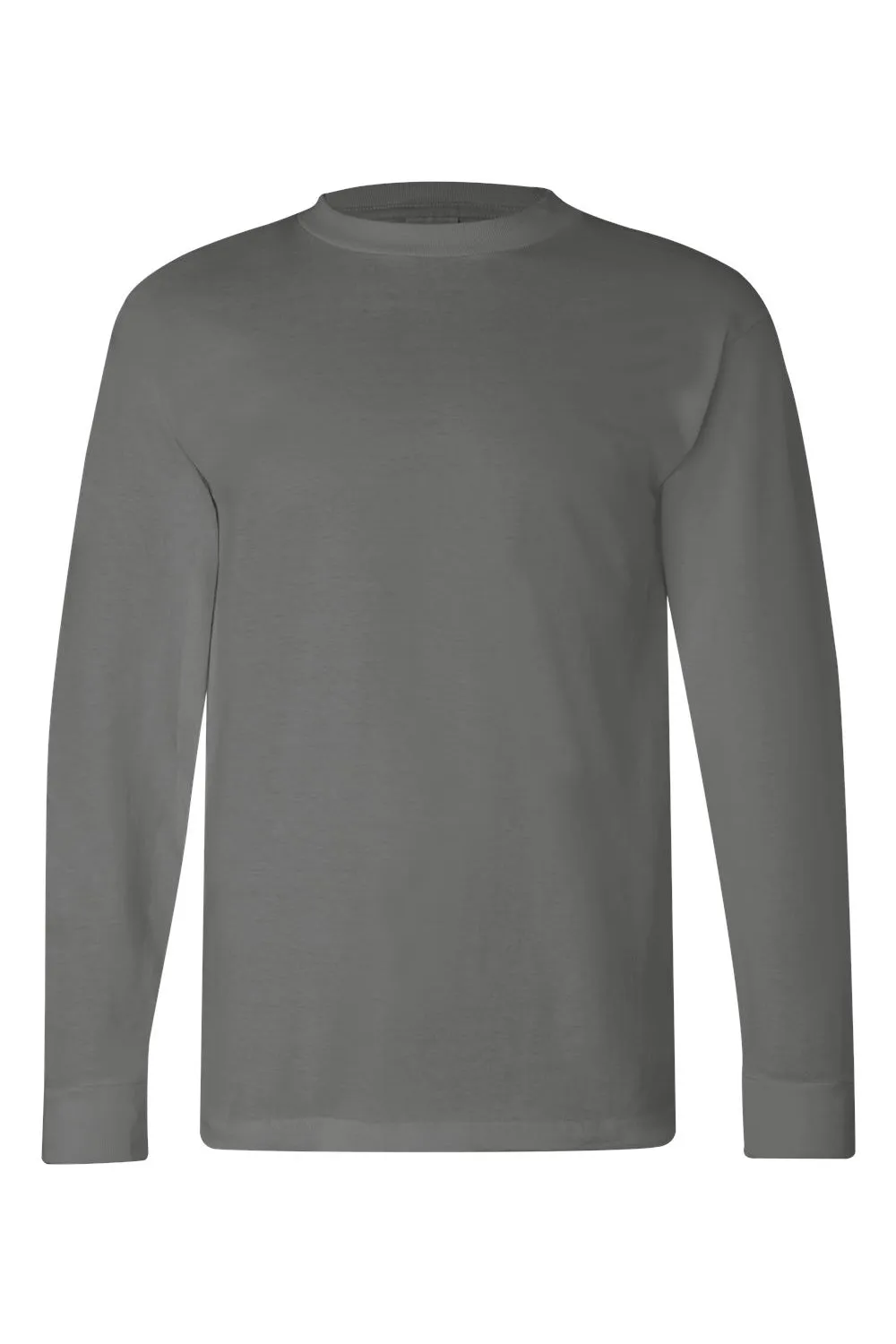 T-shirt col rond à manches longues pour hommes Bayside fabriqué aux États-Unis - Gris anthracite