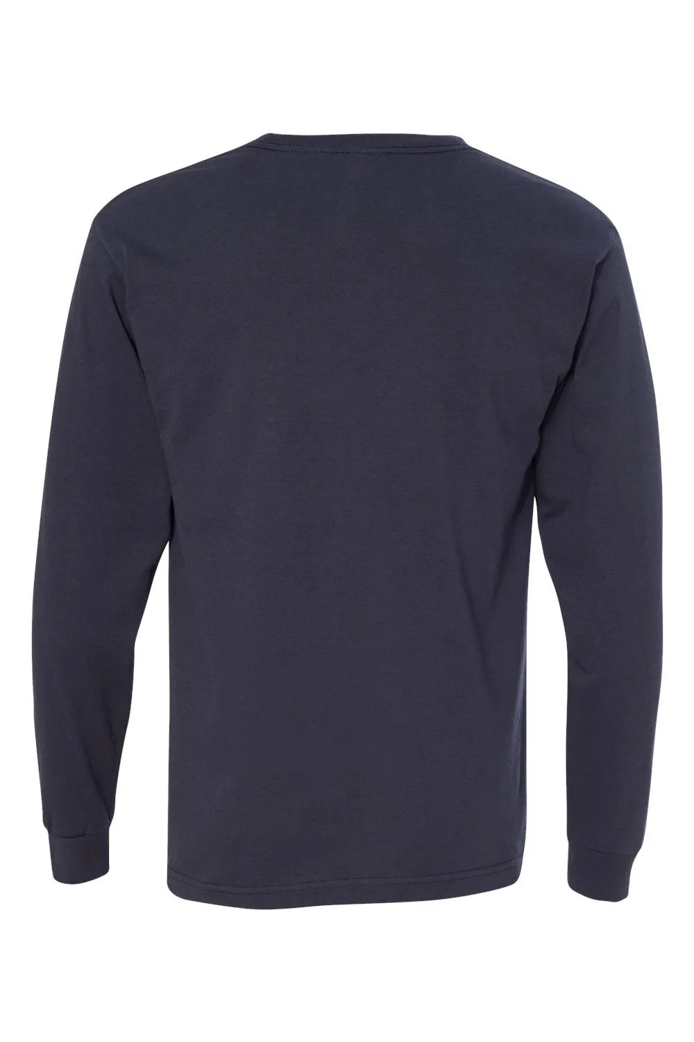 T-shirt à manches longues Bayside pour hommes fabriqué aux États-Unis - Bleu marine clair