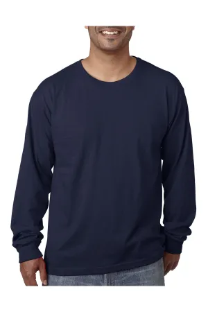 T-shirt à manches longues Bayside pour hommes fabriqué aux États-Unis - Bleu marine clair