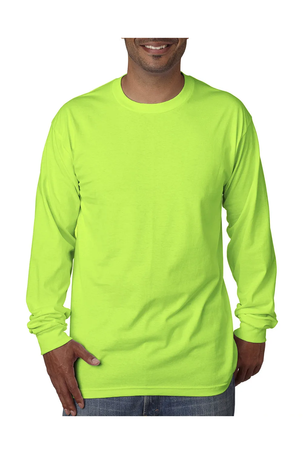 T-shirt à manches longues pour hommes Bayside fabriqué aux États-Unis - Vert lime