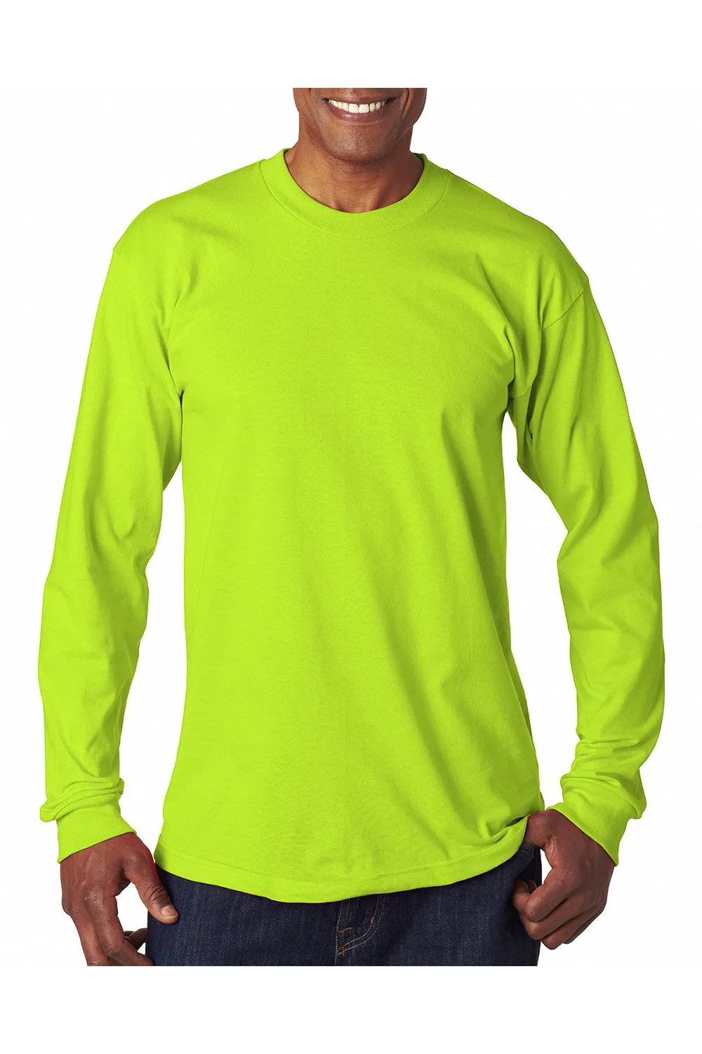 T-shirt à manches longues Bayside pour hommes fabriqué aux États-Unis - Vert lime