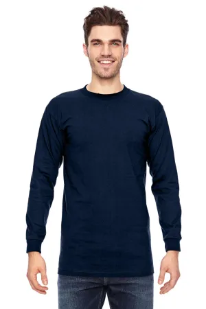 T-shirt col rond manches longues pour hommes Bayside fabriqué aux États-Unis - Bleu marine