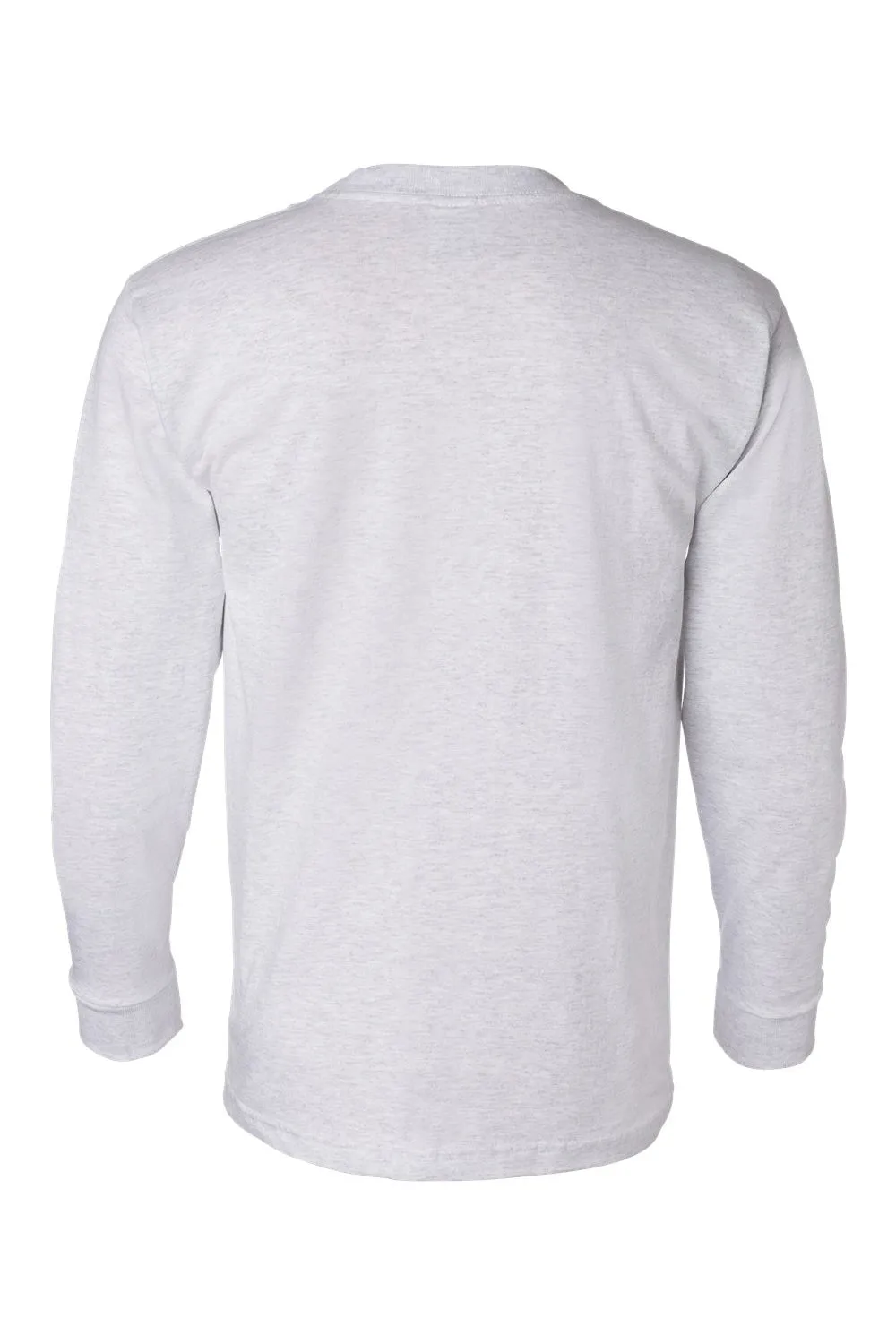 T-shirt à manches longues pour hommes Bayside fabriqué aux USA avec poche - Gris cendre