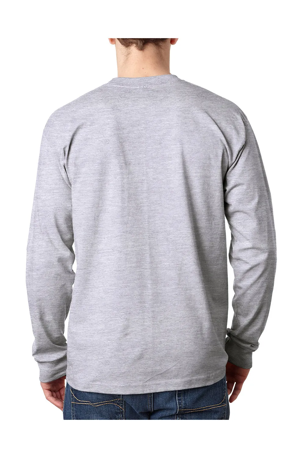 T-shirt à manches longues pour hommes Bayside fabriqué aux USA avec poche - Gris cendre