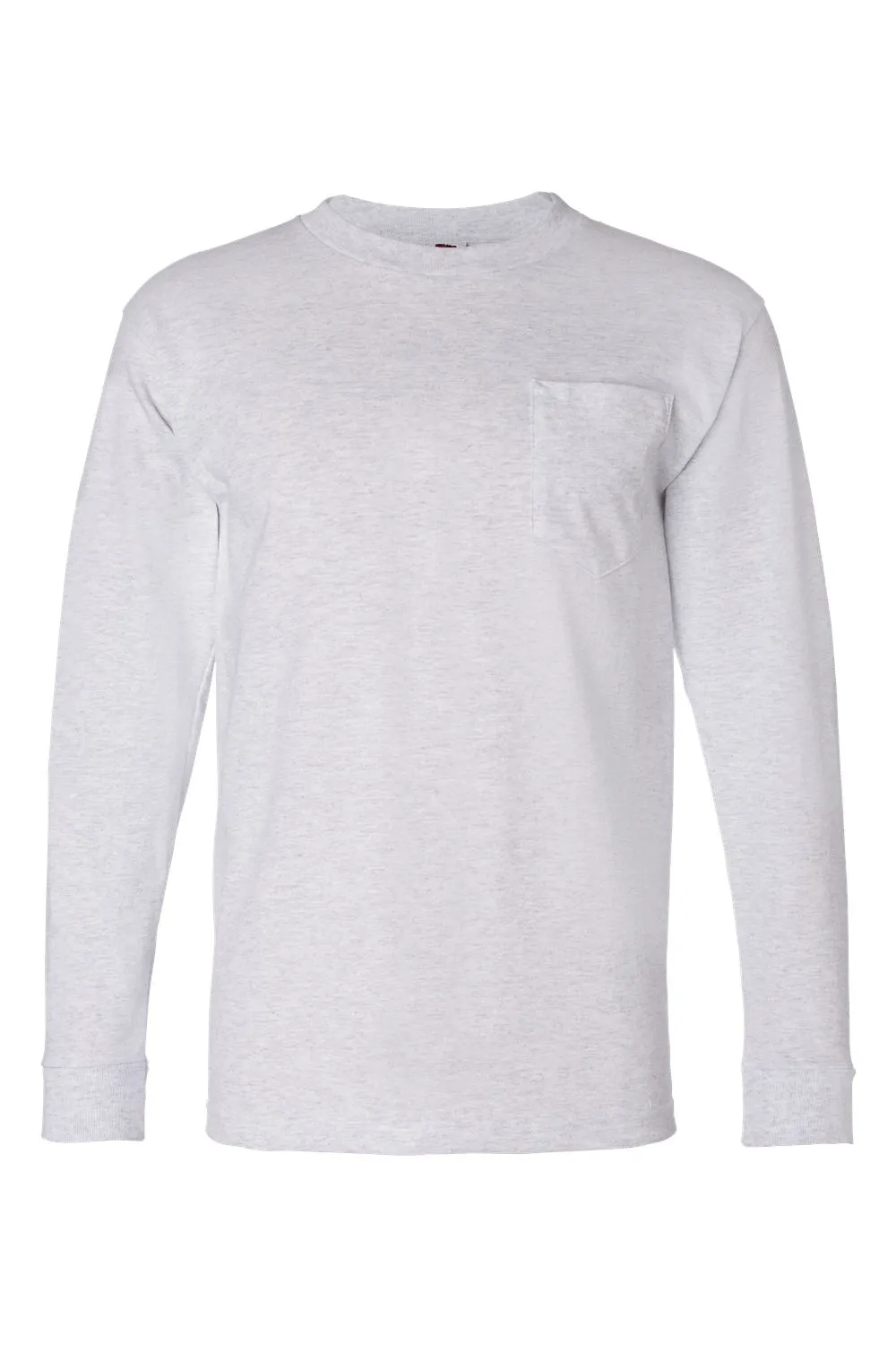 T-shirt à manches longues pour hommes Bayside fabriqué aux USA avec poche - Gris cendre