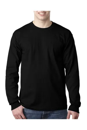 T-shirt à manches longues pour hommes Bayside fabriqué aux USA avec poche - Noir