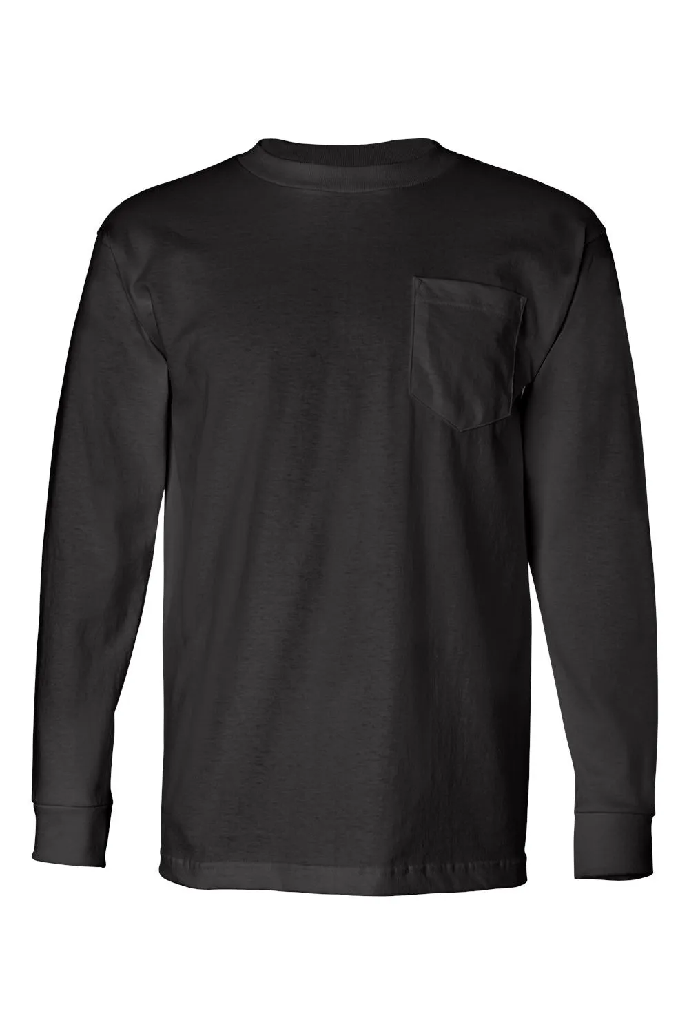 T-shirt à manches longues pour hommes Bayside fabriqué aux USA avec poche - Noir