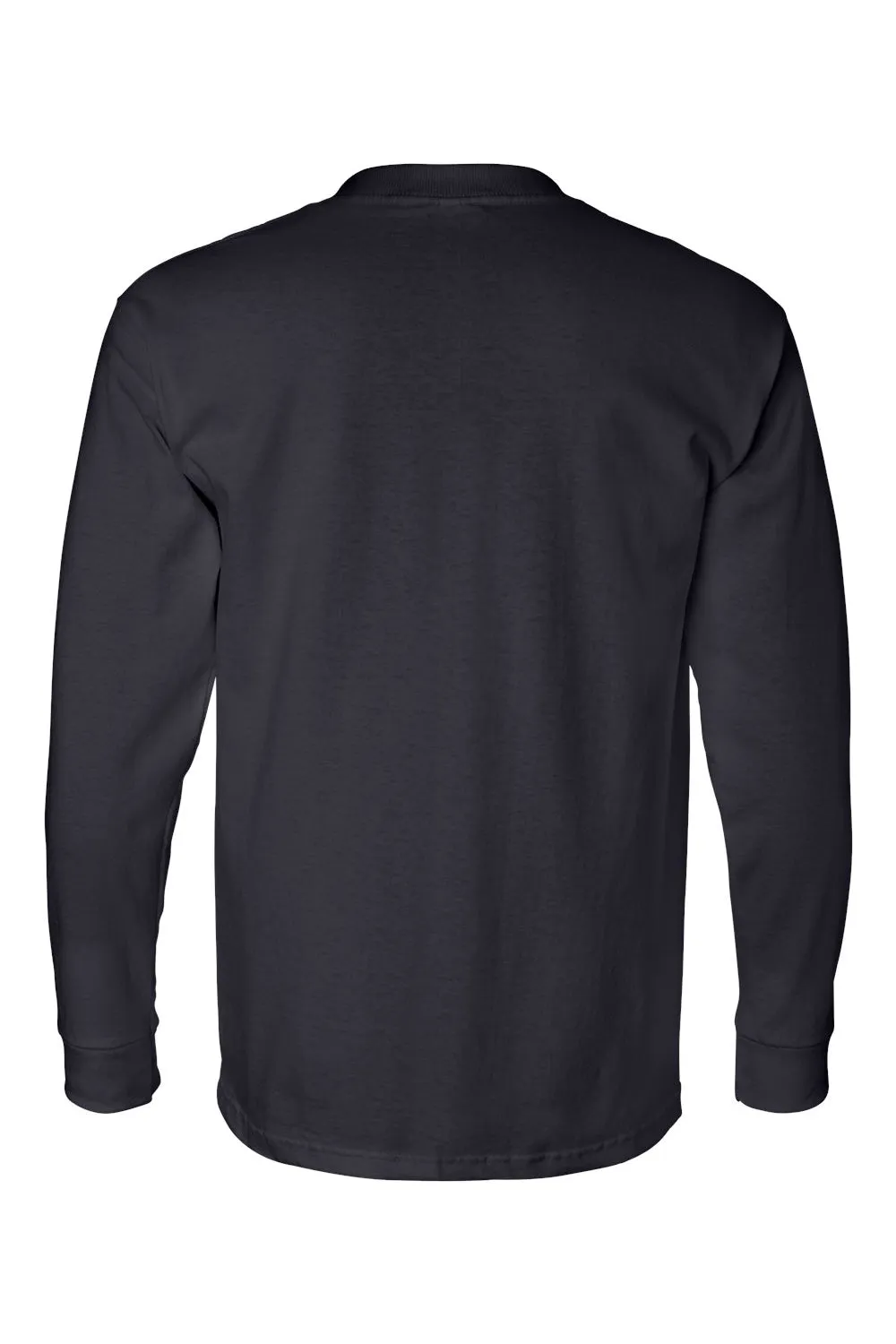 T-shirt à manches longues pour hommes Bayside fabriqué aux États-Unis avec poche - Bleu marine