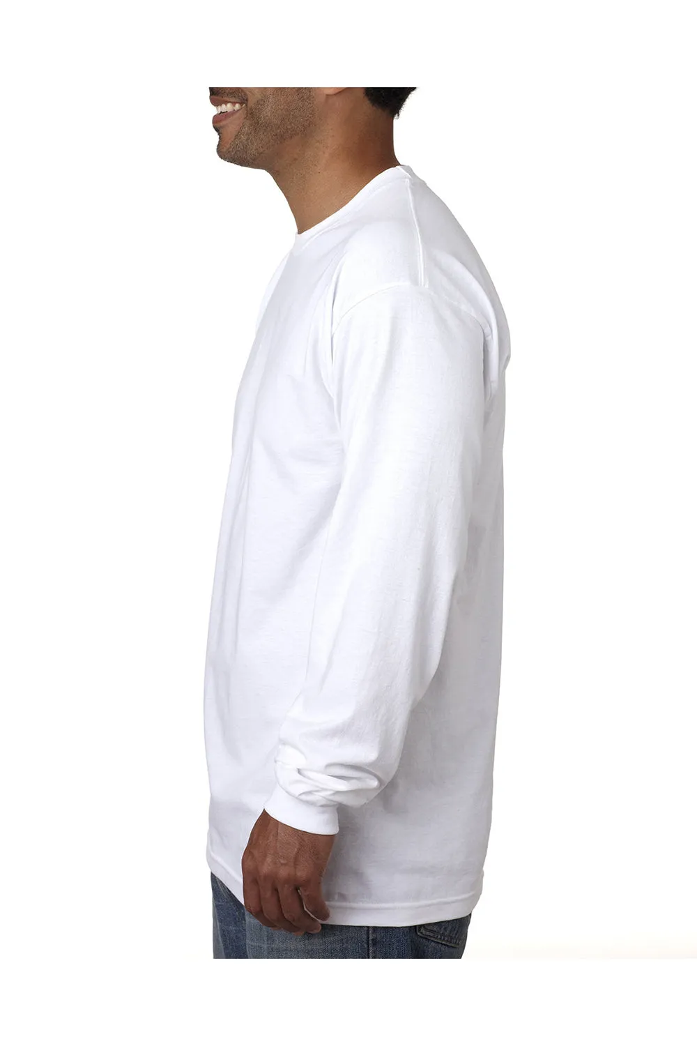 T-shirt à manches longues pour hommes Bayside fabriqué aux États-Unis - Blanc