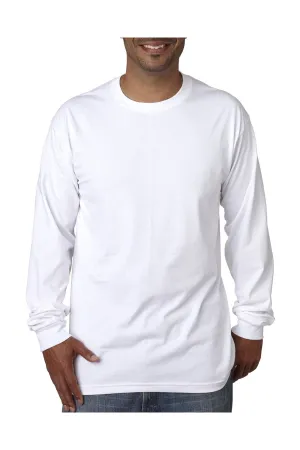 T-shirt à manches longues pour hommes Bayside fabriqué aux États-Unis - Blanc