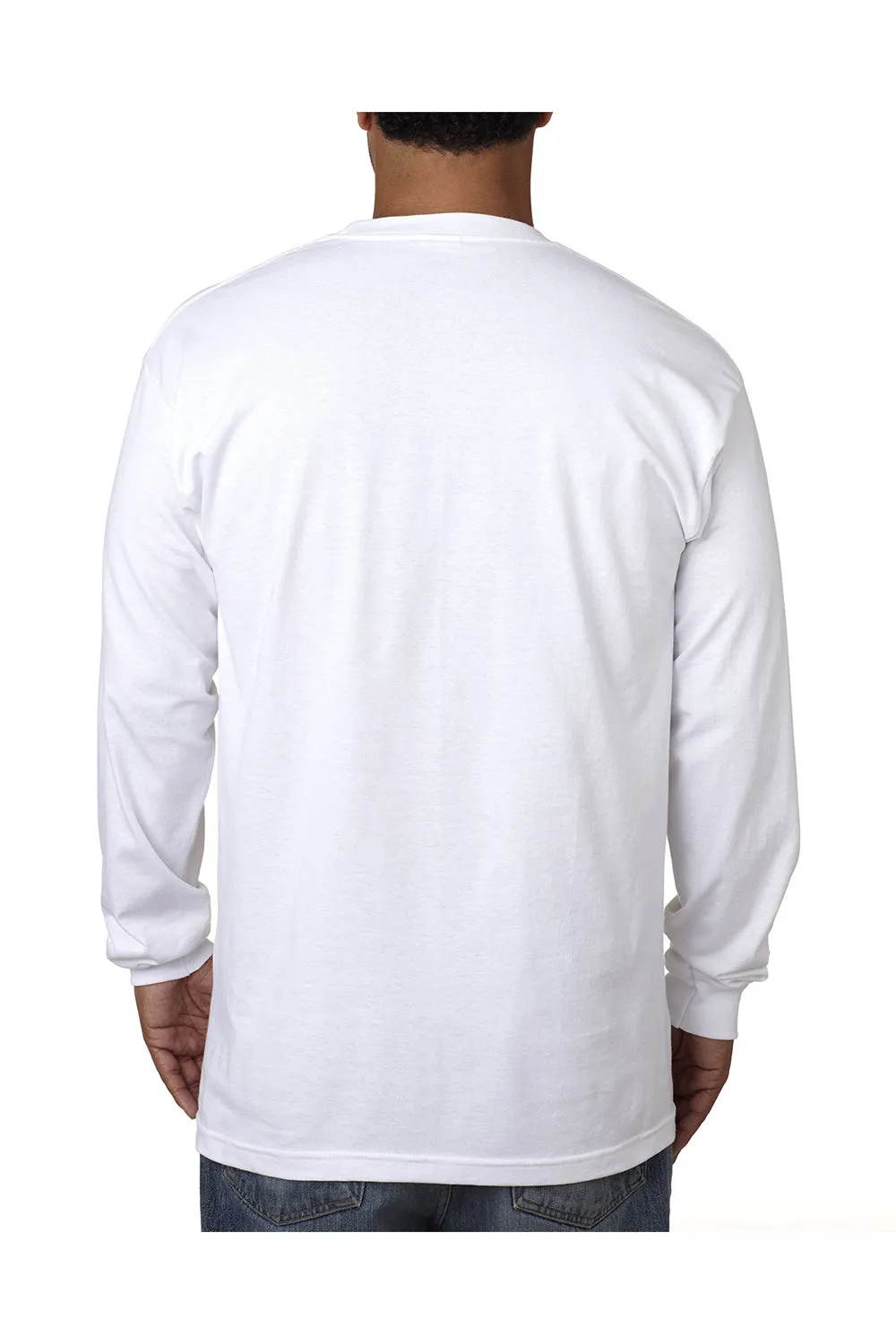 T-shirt à manches longues pour hommes Bayside fabriqué aux États-Unis - Blanc