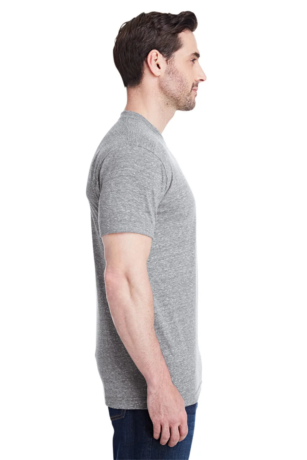 T-shirt col rond à manches courtes pour hommes Bayside fabriqué aux États-Unis - Gris sportif