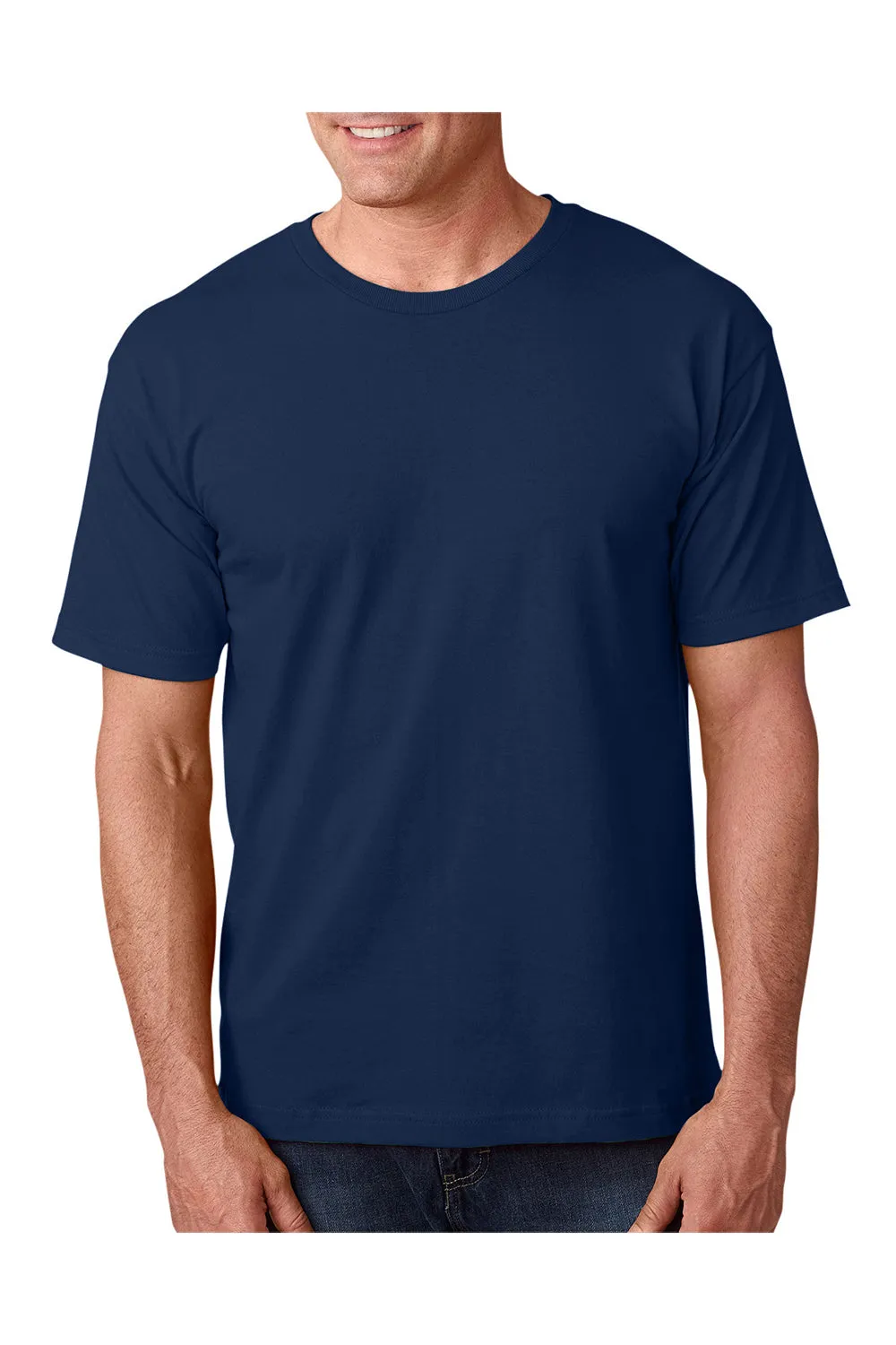 T-shirt à manches courtes col rond pour hommes Bayside fabriqué aux États-Unis - Bleu marine clair
