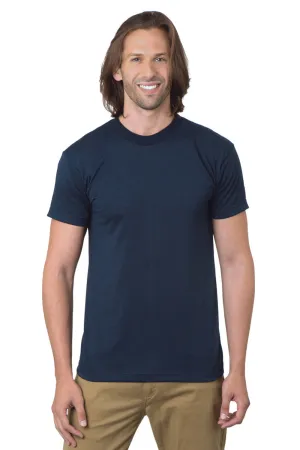 T-shirt à manches courtes col rond Bayside pour hommes fabriqué aux États-Unis - Bleu marine