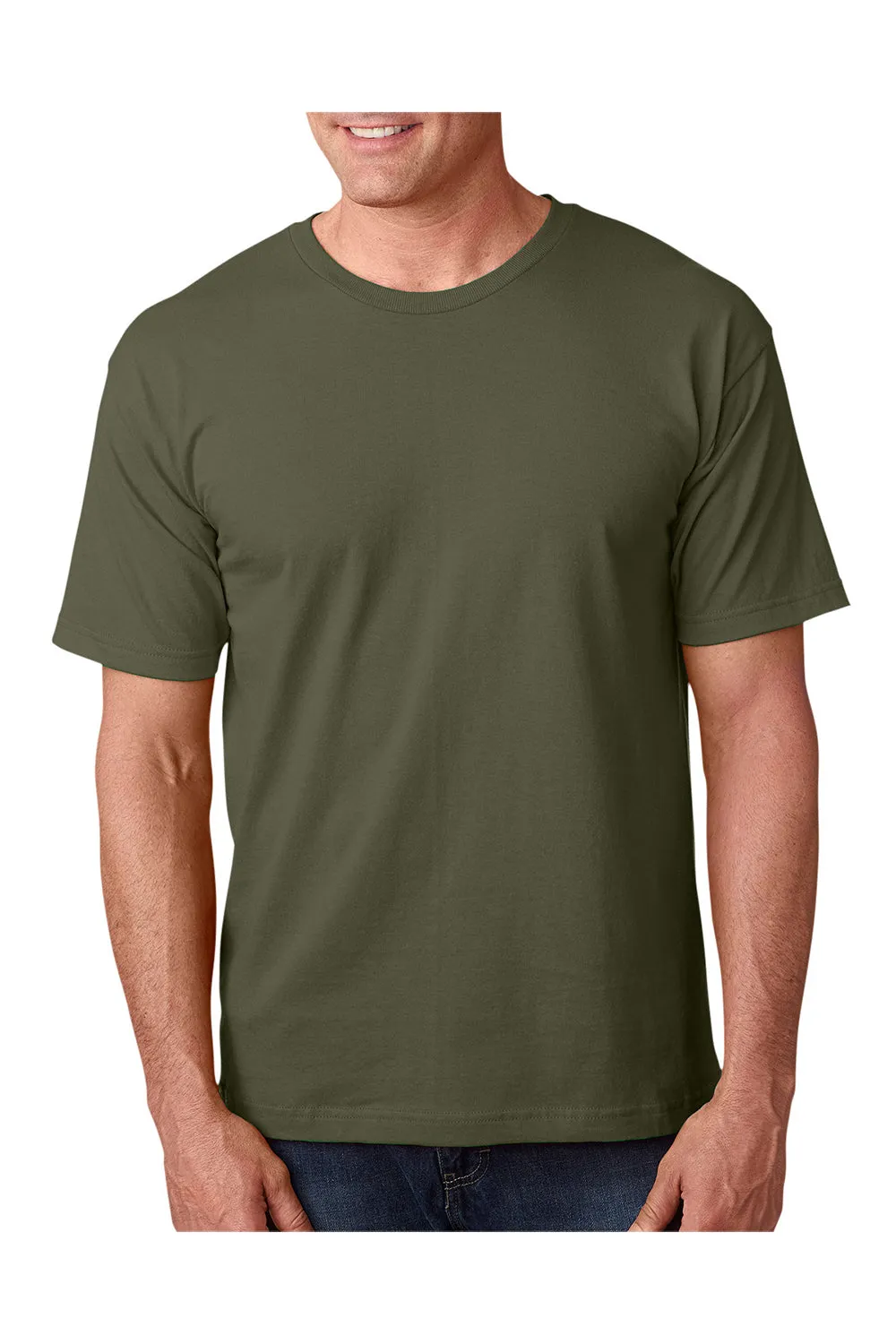 T-shirt col rond à manches courtes pour hommes Bayside fabriqué aux États-Unis - Vert olive