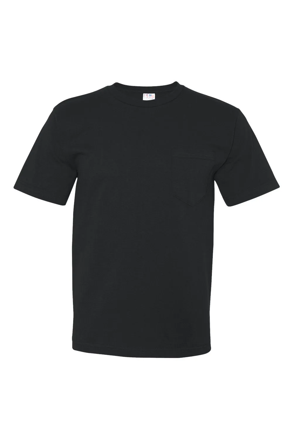 T-shirt à manches courtes pour hommes Bayside fabriqué aux USA avec poche - Noir