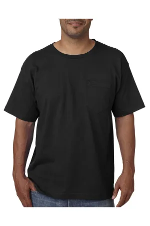 T-shirt à manches courtes pour hommes Bayside fabriqué aux USA avec poche - Noir