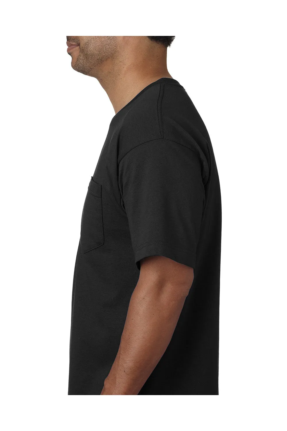 T-shirt à manches courtes pour hommes Bayside fabriqué aux USA avec poche - Noir