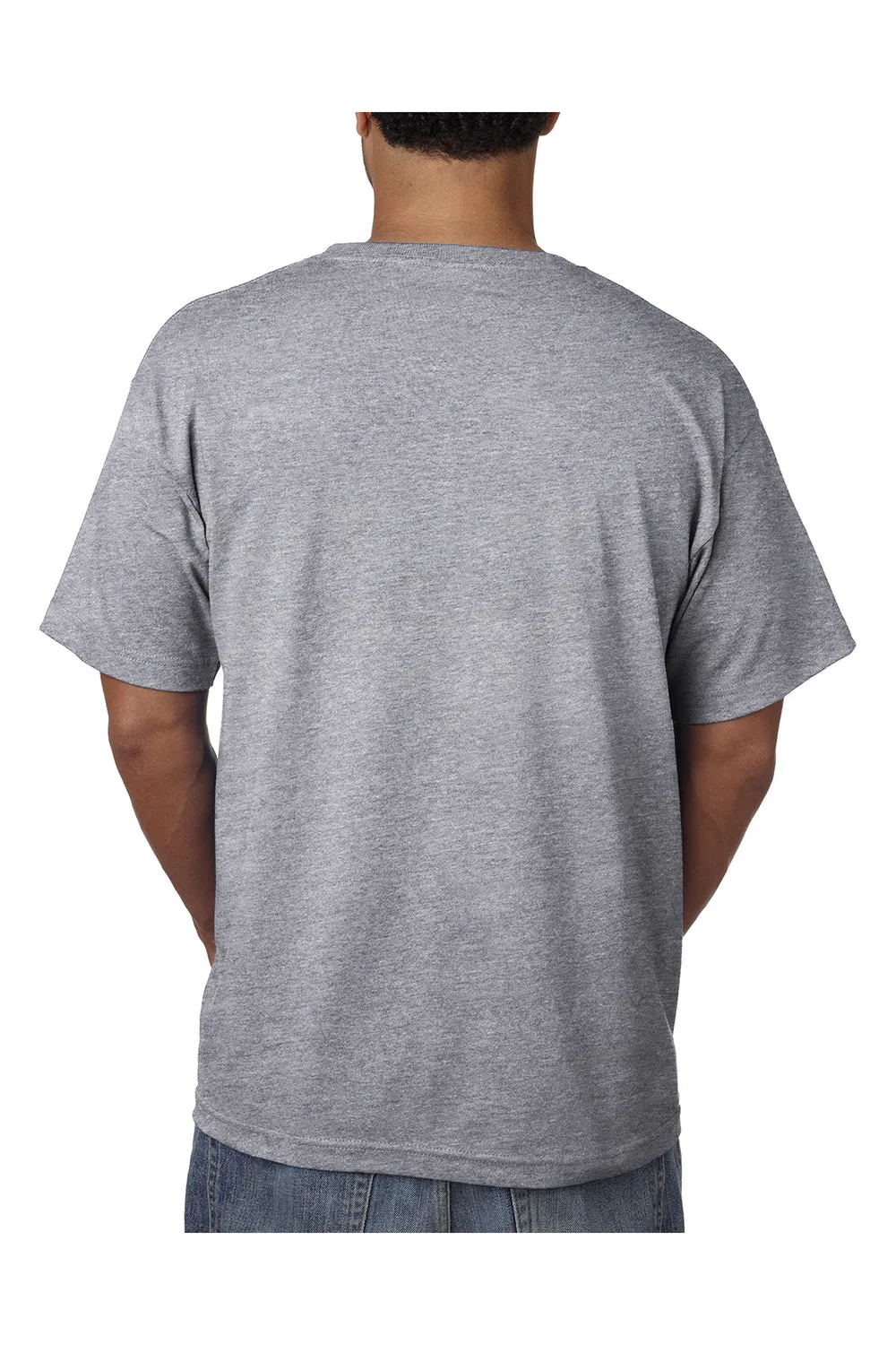 T-shirt à manches courtes col rond pour hommes Bayside fabriqué aux USA avec poche - Gris cendre foncé