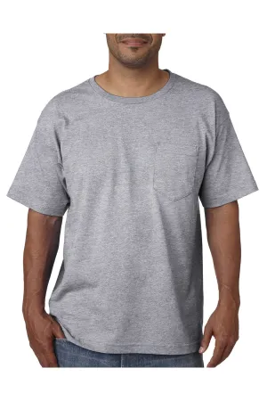 T-shirt à manches courtes col rond pour hommes Bayside fabriqué aux USA avec poche - Gris cendre foncé