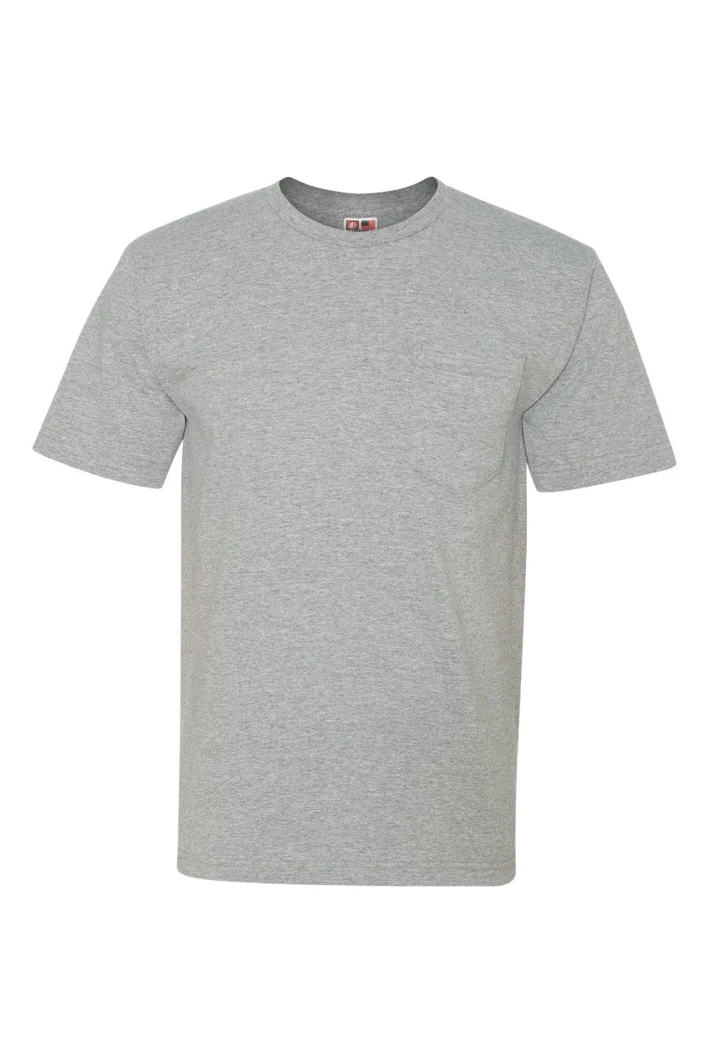 T-shirt à manches courtes col rond pour hommes Bayside fabriqué aux USA avec poche - Gris cendre foncé