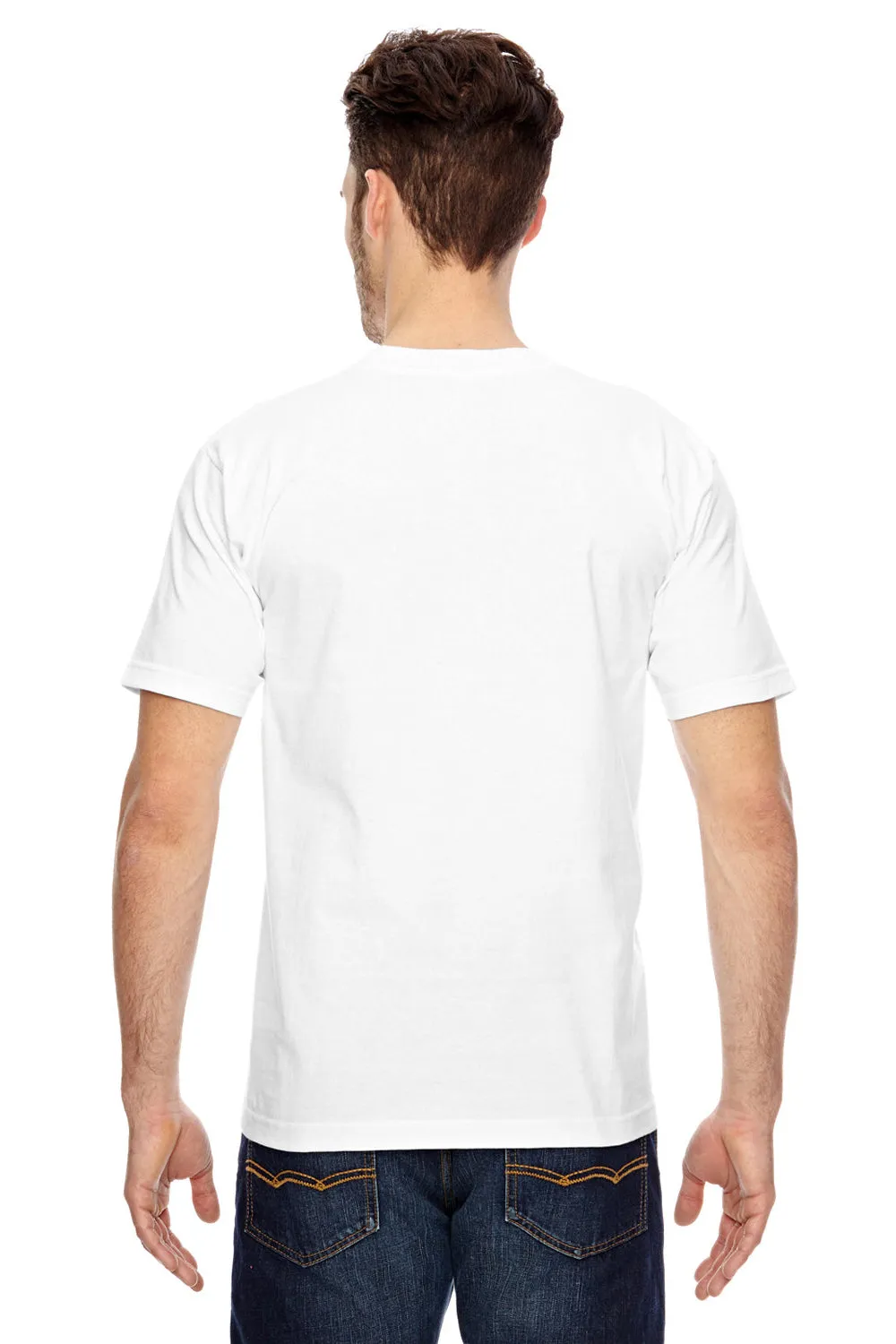 T-shirt à manches courtes pour hommes Bayside fabriqué aux USA avec poche - Blanc