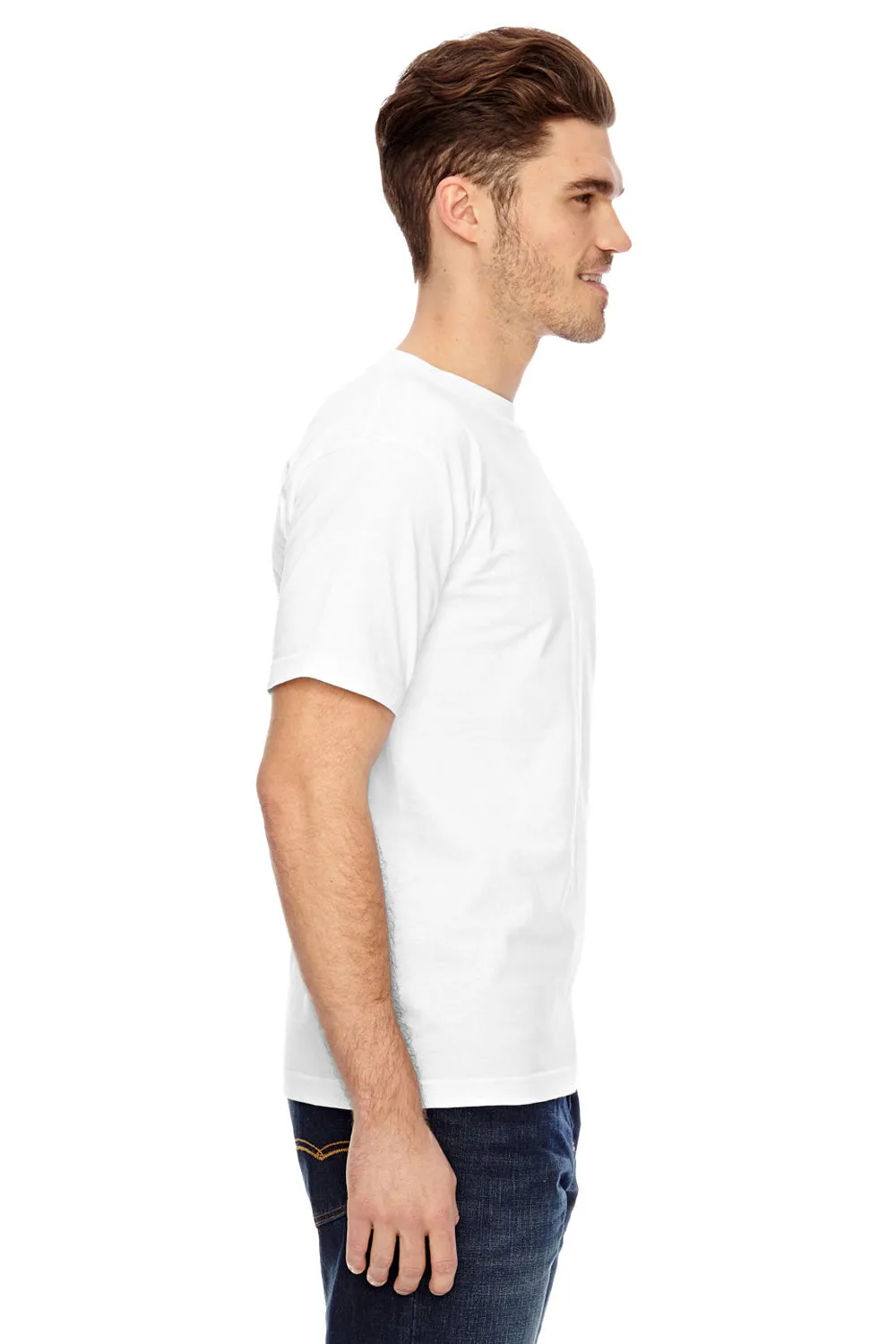 T-shirt à manches courtes pour hommes Bayside fabriqué aux USA avec poche - Blanc