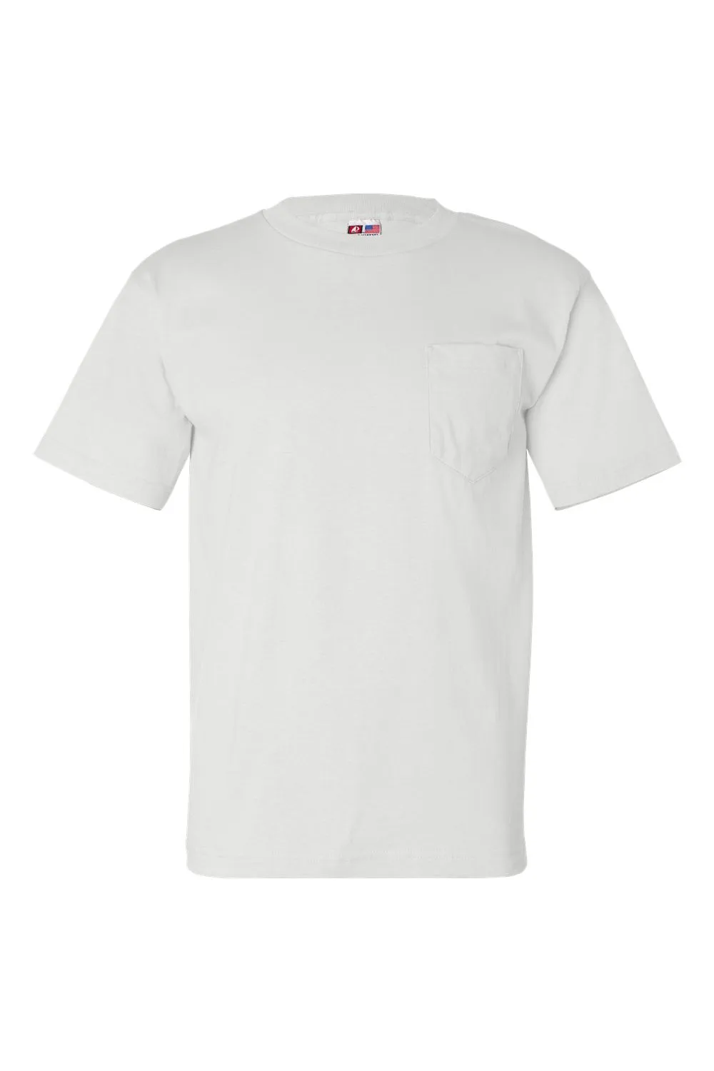 T-shirt à manches courtes pour hommes Bayside fabriqué aux USA avec poche - Blanc