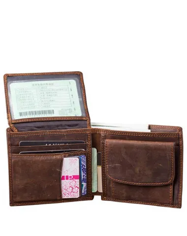 Bifold Leather Mens Large Wallet on sale Small Wallet on sale billfold Wallet on sale Driver's License Wallet on sale for Men